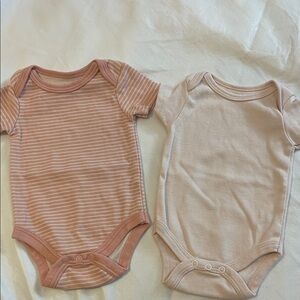 By Kyle & Deena Striped and Solid Pink Baby Onesies